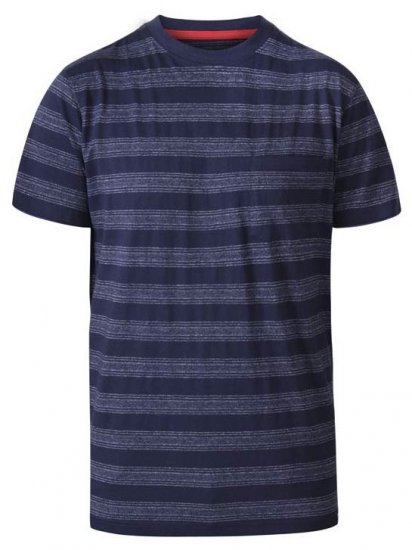 D555 Keegan Crew Neck Stripe T-Shirt Navy - Tričká - Nadrozmerné tričká - 2XL-14XL