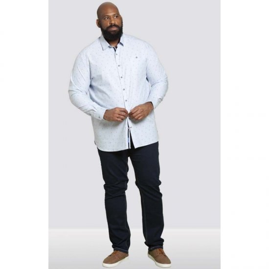 D555 Addington Printed Oxford Shirt Blue - Košele - Košele 2XL-10XL