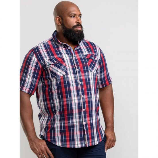 D555 Terell Shirt Navy/Red - Košele - Košele 2XL-10XL