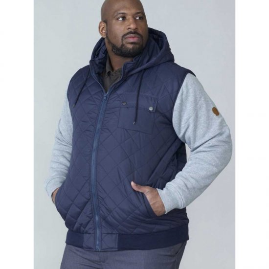 D555 Willie Hooded Quilted Jacket with Fleece sleeves - Bundy - Bundy Nadmerné Veľkosti 2XL-8XL