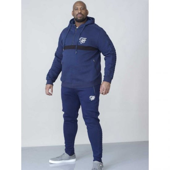 D555 Sergio Half Zip Hoodie Navy - Mikiny & mikiny bez kapucne - Mikiny & Mikiny s Kapucňou 2XL-12XL