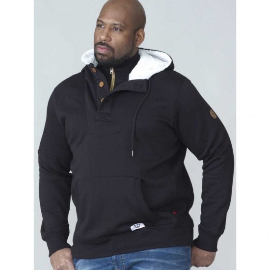 D555 Lorenzo Half zip Hoodie Black - Mikiny & mikiny bez kapucne - Mikiny & Mikiny s Kapucňou 2XL-12XL