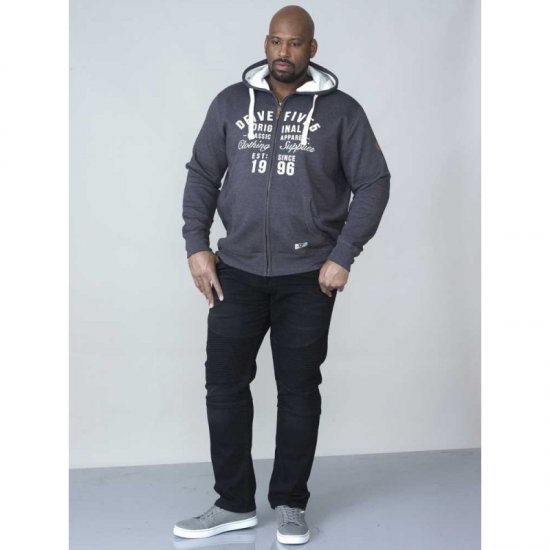 D555 Vadal Full Zip Hoodie Charcoal - Mikiny & mikiny bez kapucne - Mikiny & Mikiny s Kapucňou 2XL-12XL