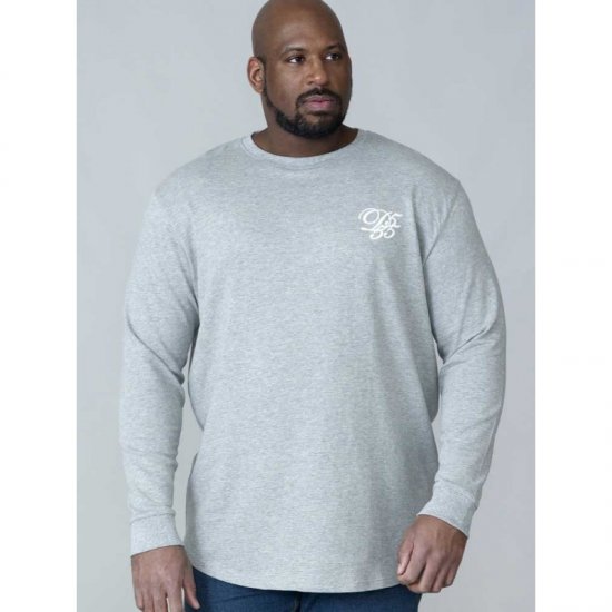 D555 Plato Long Sleeve T-shirt Grey - Tričká - Nadrozmerné tričká - 2XL-14XL