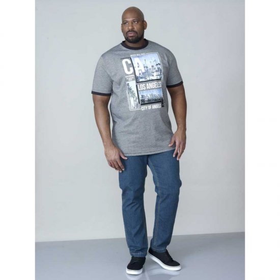 D555 Howie Fine Stripe T-shirt Grey - Tričká - Nadrozmerné tričká - 2XL-14XL