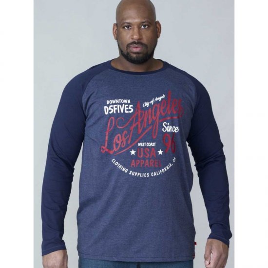 D555 Neill Long Sleeve T-shirt Navy - Tričká - Nadrozmerné tričká - 2XL-14XL