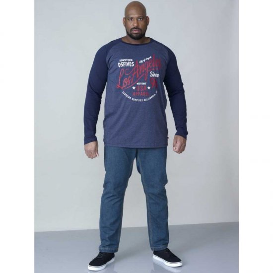 D555 Neill Long Sleeve T-shirt Navy - Tričká - Nadrozmerné tričká - 2XL-14XL