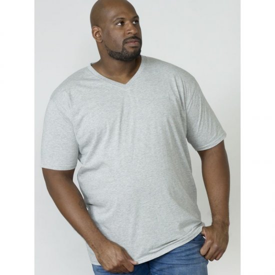 D555 Signature V-neck T-shirt Grey - Tričká - Nadrozmerné tričká - 2XL-14XL