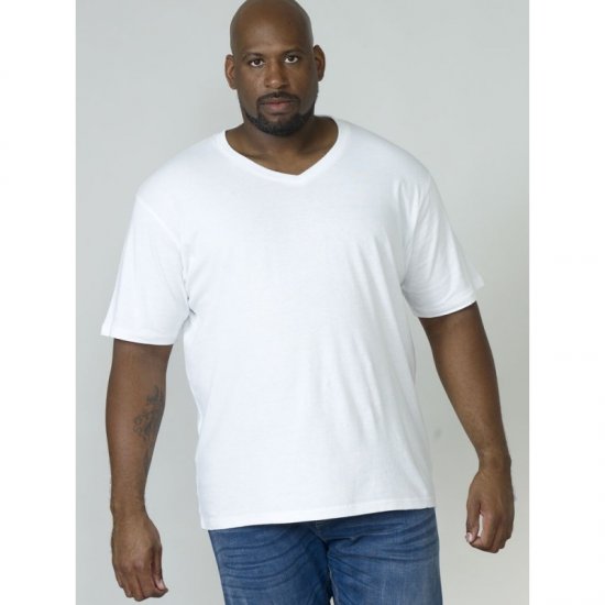 D555 Signature V-neck T-shirt White - Tričká - Nadrozmerné tričká - 2XL-14XL
