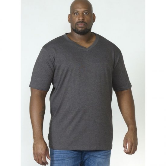 D555 Signature V-neck T-shirt Charcoal - Tričká - Nadrozmerné tričká - 2XL-14XL