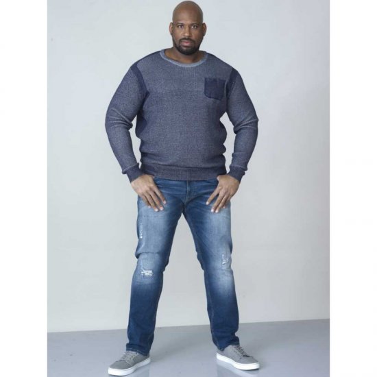 D555 Bryson Crewneck Sweater with Pocket Navy - Mikiny & mikiny bez kapucne - Mikiny & Mikiny s Kapucňou 2XL-12XL