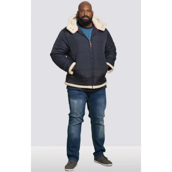 D555 Hudson Hooded Puffer Jacket Navy - Bundy - Bundy Nadmerné Veľkosti 2XL-8XL