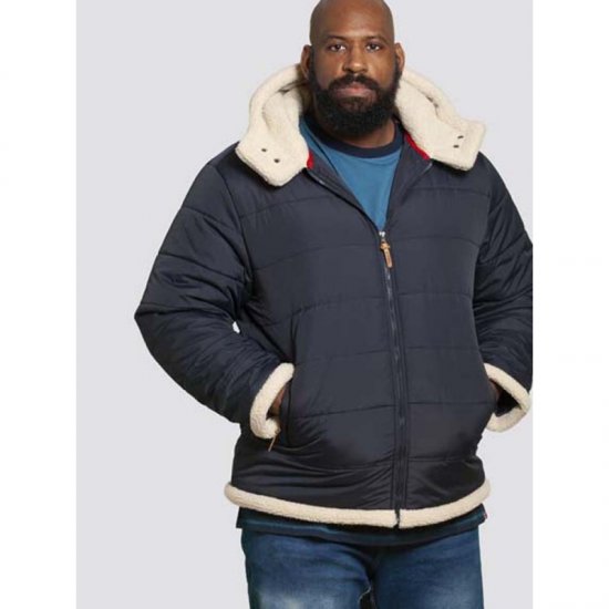 D555 Hudson Hooded Puffer Jacket Navy - Bundy - Bundy Nadmerné Veľkosti 2XL-8XL