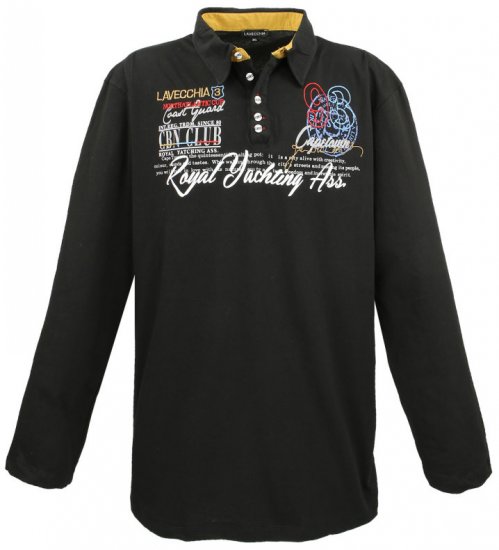 Lavecchia 606 Printed Long sleeve Jersey Polo Black - Polokošele - Polokošele 2XL-8XL