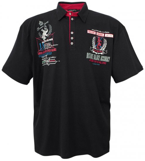 Lavecchia 2038 Printed Jersey Poloshirt Black - Polokošele - Polokošele 2XL-8XL