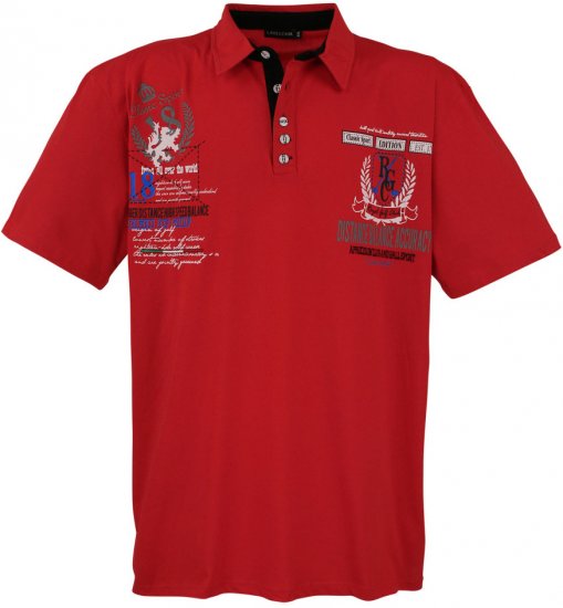 Lavecchia 2038 Printed Jersey Poloshirt Red - Polokošele - Polokošele 2XL-8XL