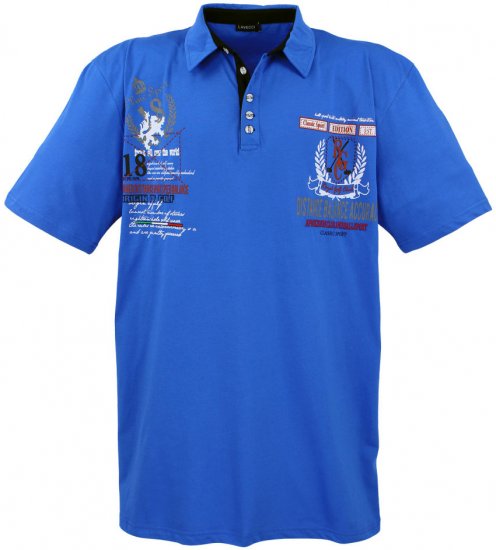 Lavecchia 2038 Printed Jersey Poloshirt Royal Blue - Polokošele - Polokošele 2XL-8XL