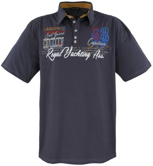 Lavecchia 4688 Printed Jersey Poloshirt Charcoal - Polokošele - Polokošele 2XL-8XL