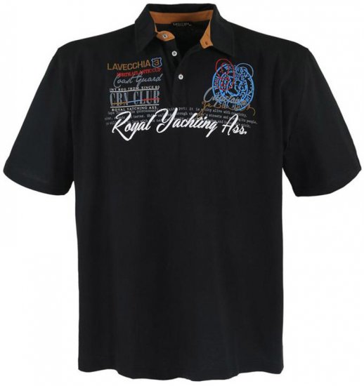 Lavecchia 4688 Printed Jersey Poloshirt Black - Polokošele - Polokošele 2XL-8XL