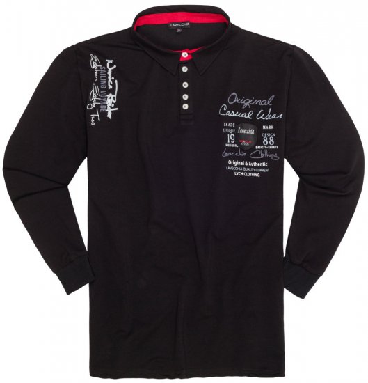 Lavecchia 2025 Printed Sweatshirt with collar Black - Mikiny & mikiny bez kapucne - Mikiny & Mikiny s Kapucňou 2XL-12XL