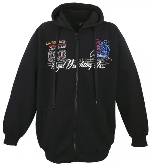 Lavecchia 612 Printed Zipper Hoodie Black - Mikiny & Mikiny bez kapucne - Mikiny & Mikiny s Kapucňou 2XL-12XL