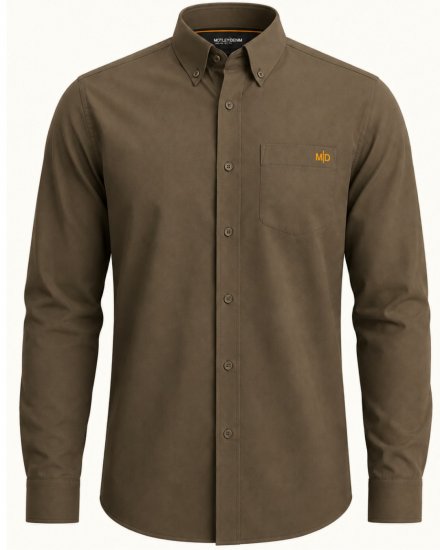 Motley Denim Lisbon Long Sleeve Shirt Dark Khaki - Košele - Košele 2XL-10XL