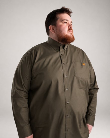 Motley Denim Lisbon Long Sleeve Shirt Dark Khaki - Košele - Košele 2XL-10XL
