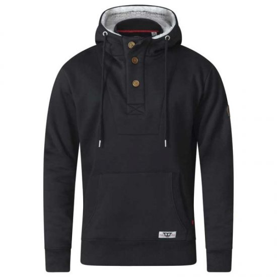 D555 Lorenzo Half zip Hoodie Black - Mikiny & mikiny bez kapucne - Mikiny & Mikiny s Kapucňou 2XL-12XL