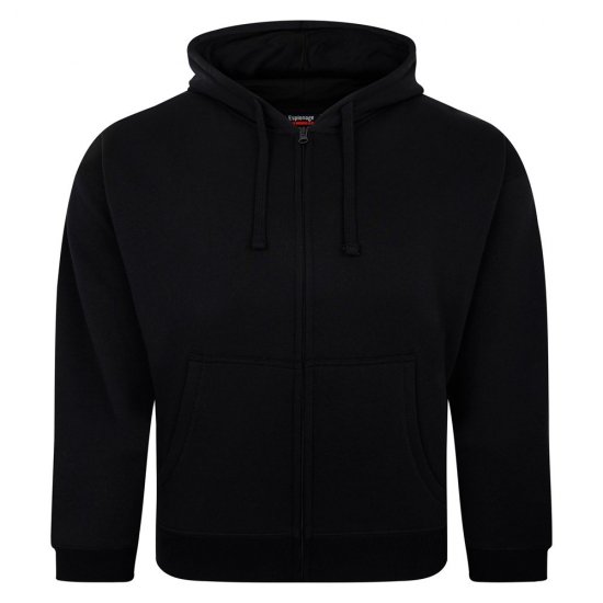 Espionage LW162 Hooded Zip Through Sweat Shirt Čierna - Mikiny & mikiny bez kapucne - Mikiny & Mikiny s Kapucňou 2XL-12XL