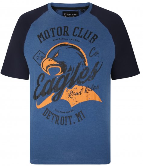 Kam Jeans 5737 Eagle Print Raglan T-Shirt Blue - Tričká - Nadrozmerné tričká - 2XL-14XL
