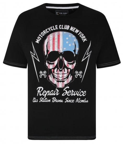 Kam Jeans 5733 USA Skull Print T-Shirt Black - Tričká - Nadrozmerné tričká - 2XL-14XL