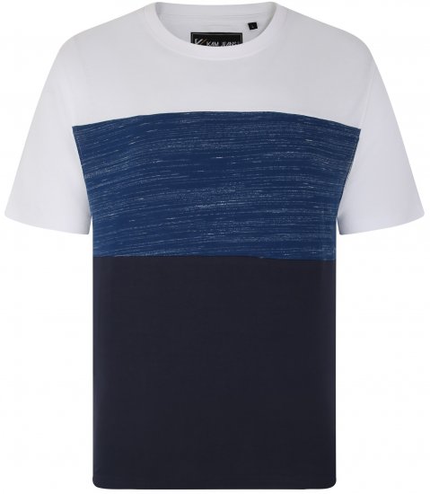 Kam Jeans 5739 Contrast Panel Cut & Saw T-Shirt Navy - Tričká - Nadrozmerné tričká - 2XL-14XL
