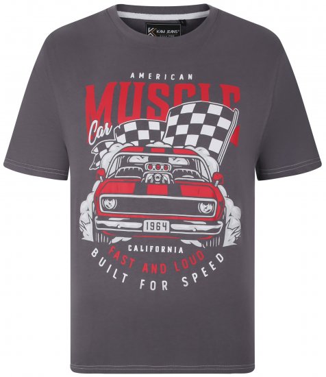 Kam Jeans 5732 Amercian Muscle Print T-Shirt Slate - Tričká - Nadrozmerné tričká - 2XL-14XL
