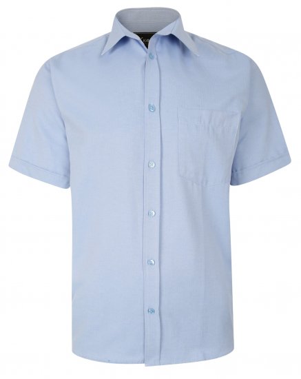 Kam Jeans 6283 Casual SS Herringbone Shirt Blue - Košele - Košele 2XL-10XL