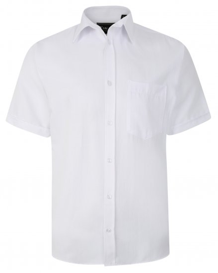 Kam Jeans 6283 Casual SS Herringbone Shirt White - Košele - Košele 2XL-10XL