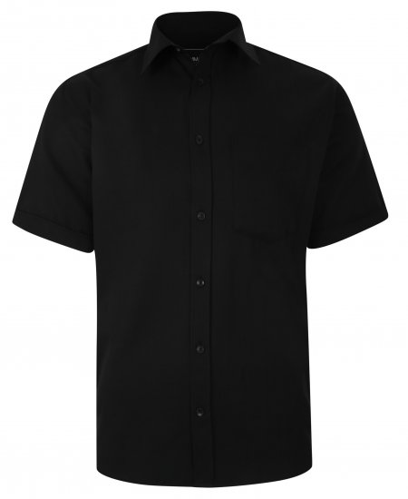 Kam Jeans 6283 Casual SS Herringbone Shirt Black - Košele - Košele 2XL-10XL