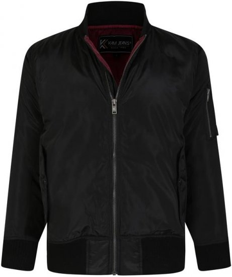 Kam Jeans KV126 Traditional Style Bomber Jacket Black - Bundy - Bundy Nadmerné Veľkosti 2XL-8XL