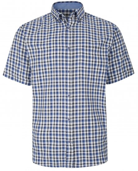 Kam Jeans 6285 Casual SS Check Shirt Blue - Košele - Košele 2XL-10XL