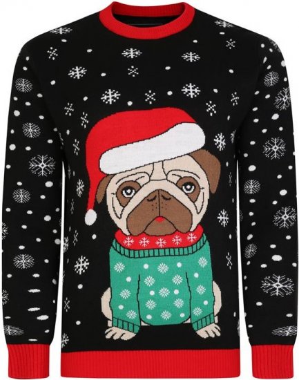 Kam Jeans X024 Bulldog Santa Xmas Sweatshirt Black - Mikiny & mikiny bez kapucne - Mikiny & Mikiny s Kapucňou 2XL-12XL