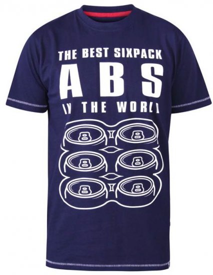 D555 Marco Best Sixpack Abs Crew Neck Printed T-Shirt Navy - Tričká - Nadrozmerné tričká - 2XL-14XL