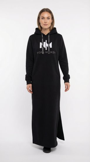 Nora Mikken MARI Maxi Hoodie Dress Black - Mikiny & mikiny bez kapucne - 