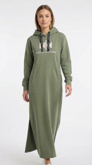 Nora Mikken MARI Maxi Hoodie Dress Green - Mikiny & mikiny bez kapucne - 