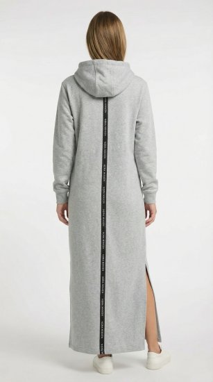 Nora Mikken MARI Maxi Hoodie Dress Grey - Mikiny & mikiny bez kapucne - 