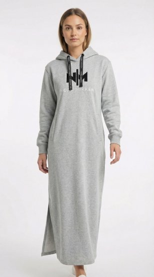 Nora Mikken MARI Maxi Hoodie Dress Grey - Mikiny & mikiny bez kapucne - 