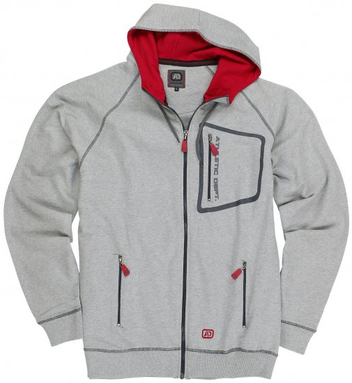 Adamo Michael Hoodie with Zipper Grey - Mikiny & mikiny bez kapucne - Mikiny & Mikiny s Kapucňou 2XL-12XL