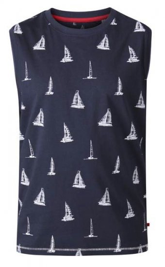 D555 Morton Yacht Print Sleeveless T-Shirt Navy - Tričká - Nadrozmerné tričká - 2XL-14XL