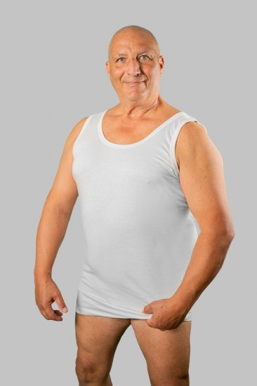20 Nodi Crew Neck Tank Top in Combed Cotton Jersey White - Spodná bielizeň - Spodné Prádlo 2XL-8XL