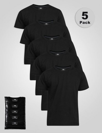D555 Smartly Tričko okrúhly výstrih Čierna 5 kusy - Tričká - Nadrozmerné tričká - 2XL-14XL