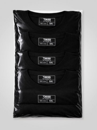 D555 Smartly Tričko okrúhly výstrih Čierna 5 kusy - Tričká - Nadrozmerné tričká - 2XL-14XL