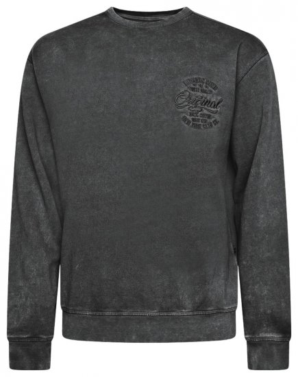 Kam Jeans 7081 Mikina s výšivkou Čierna - Mikiny & mikiny bez kapucne - Mikiny & Mikiny s Kapucňou 2XL-12XL